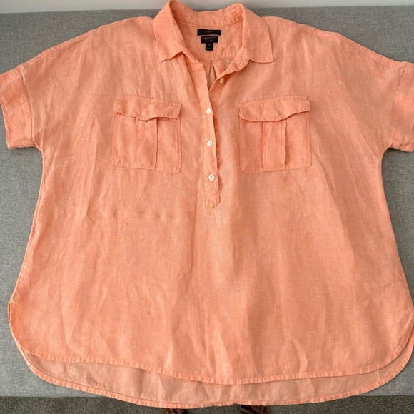 J. Crew Baird McNutt Irish linen pop over Shirt - Picture 2 of 7